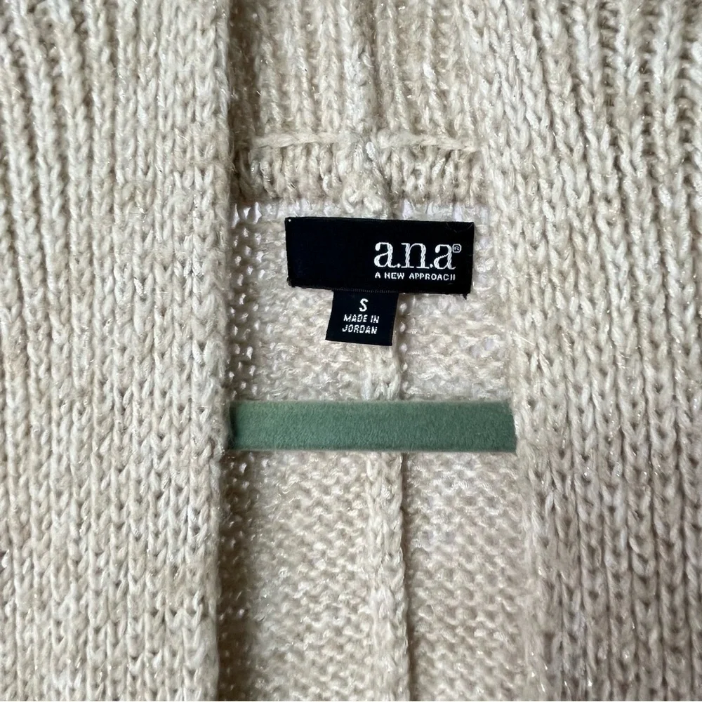 Ana A New Approach Thick Cream Tan Colored Sweater Cardigan Sz Small Oversized